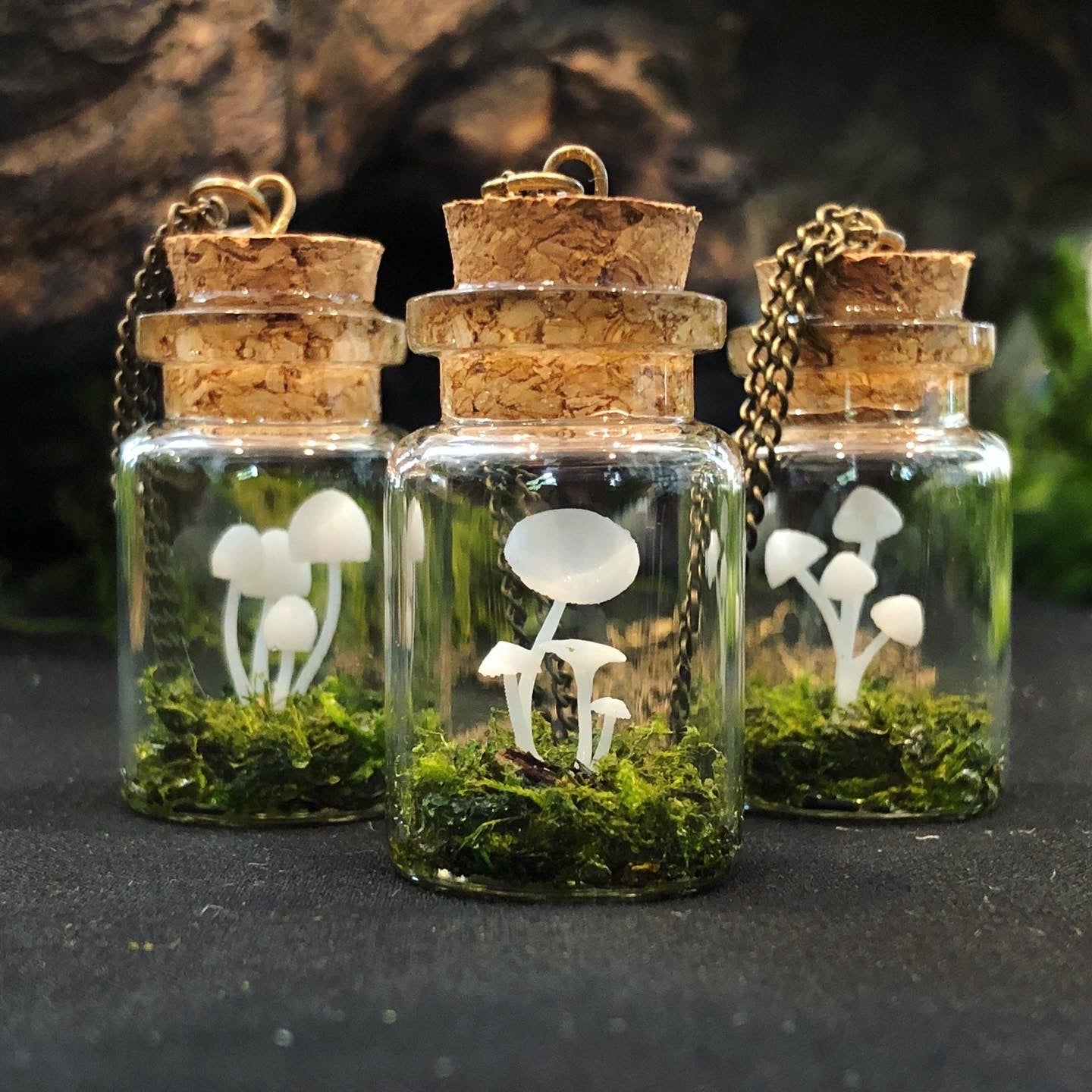 Mad Hatler's Designs - bottle of fungi necklace